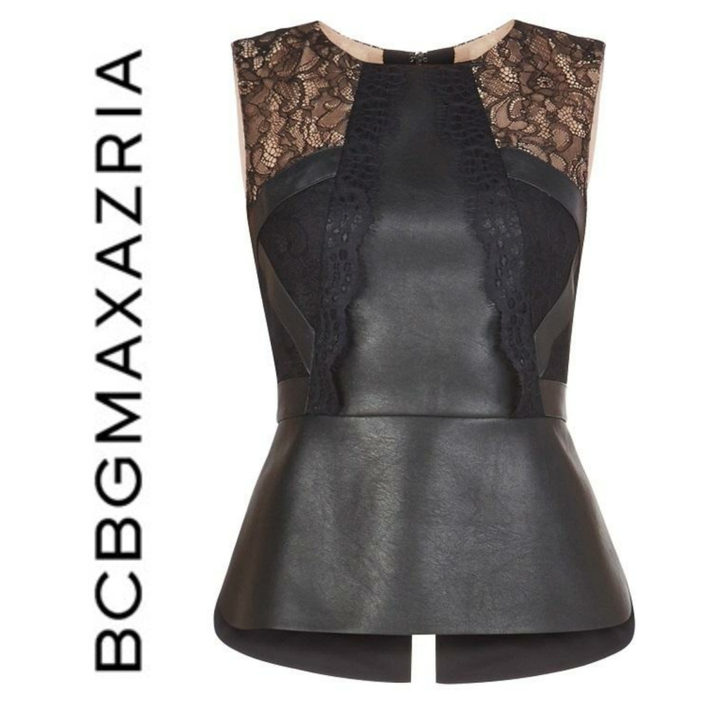 NWOT BCBGMaxAzria Laine - Lace Faux Leather Top